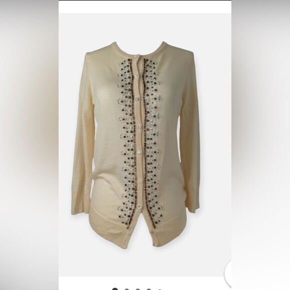 J Crew/S/Embellished Cream Sweater - Picture 1 of 8
